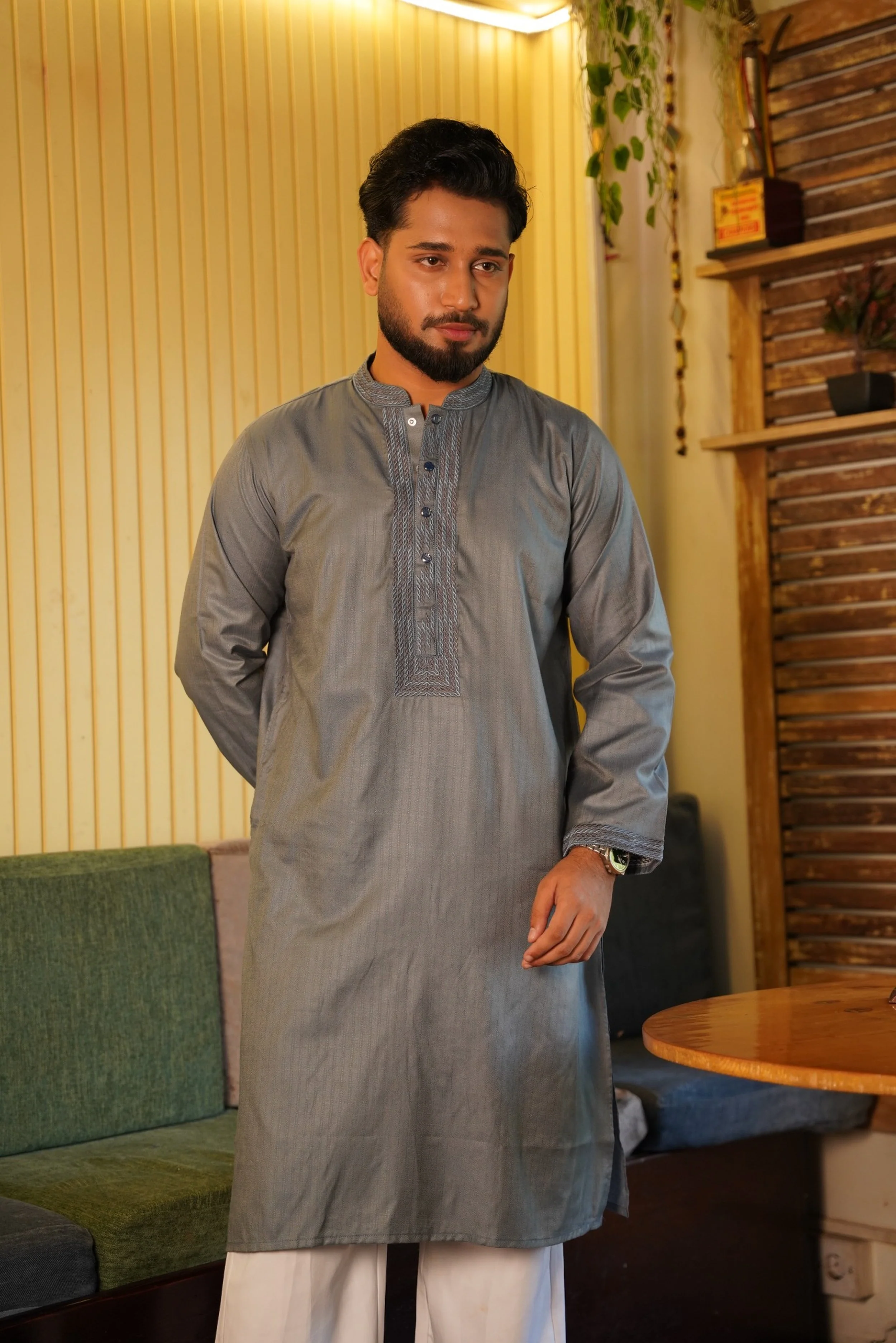 Zair's Punjabi - Charcoal Grey (+Free Pajama) - Image 2